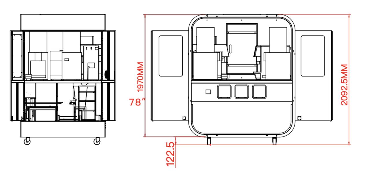 YAM C1 Pro 106 - Front and Side Dimensions